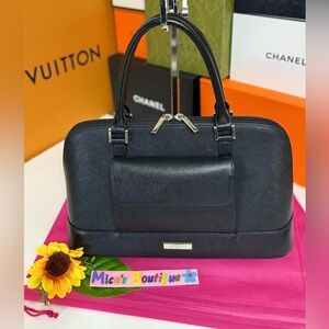 🌼BURBERRY🌼 Black Saffiano Leather Dome Satchel 💯Authentic🔥